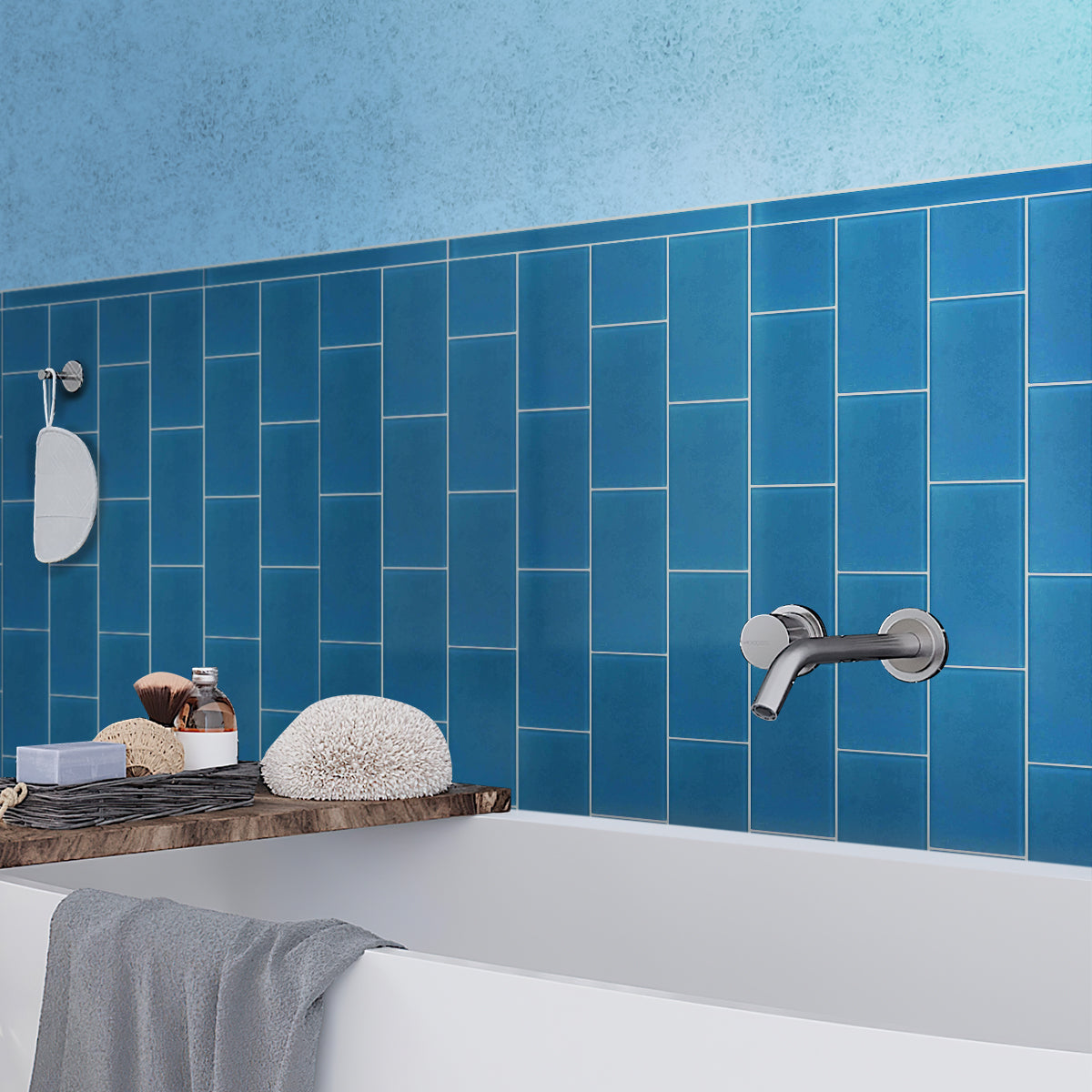 Cerulean Blue 3 x 6 Matte Glass Subway Tile