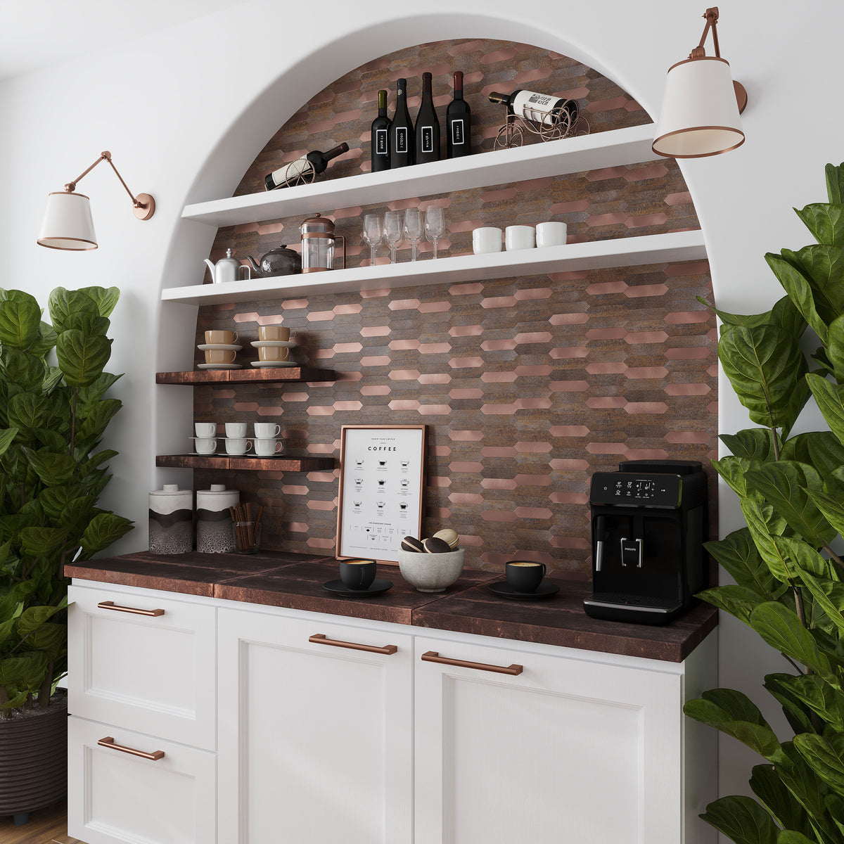 Copper 12 x 12 Honed PVC Peel and Stick Tile