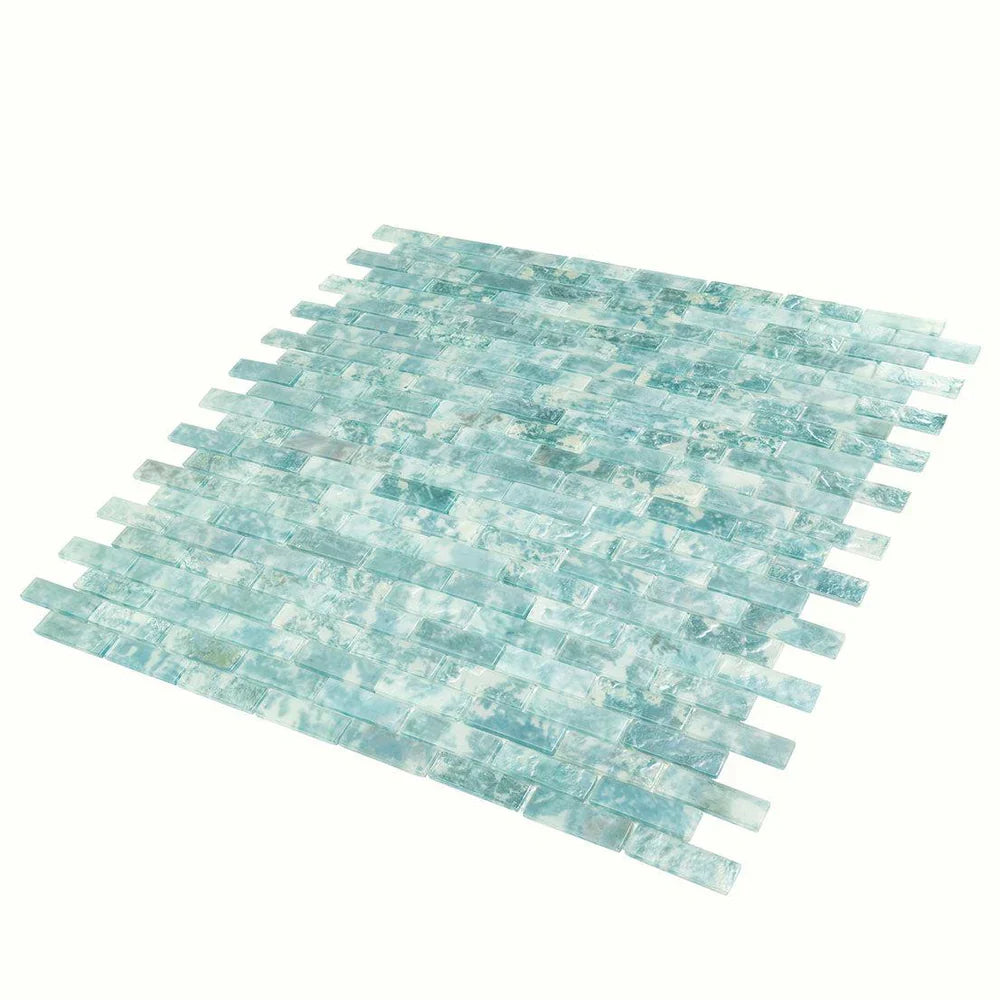 Aqua 12 x 12 Matte Glass Mosaic Tile