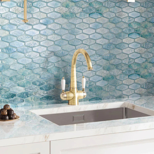 Aqua 11 x 12 Matte Glass Mosaic Tile