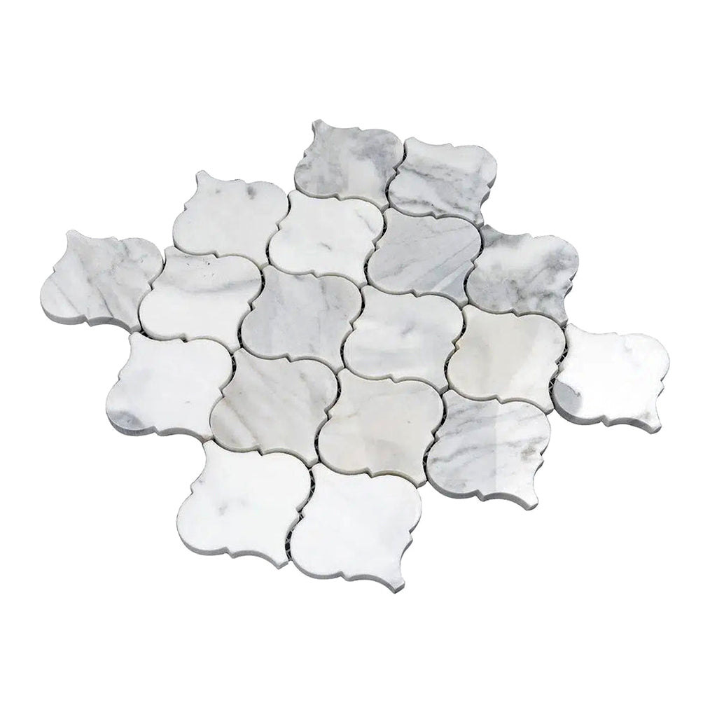 White 11 x 11 Polished Calacatta Mosaic Tile