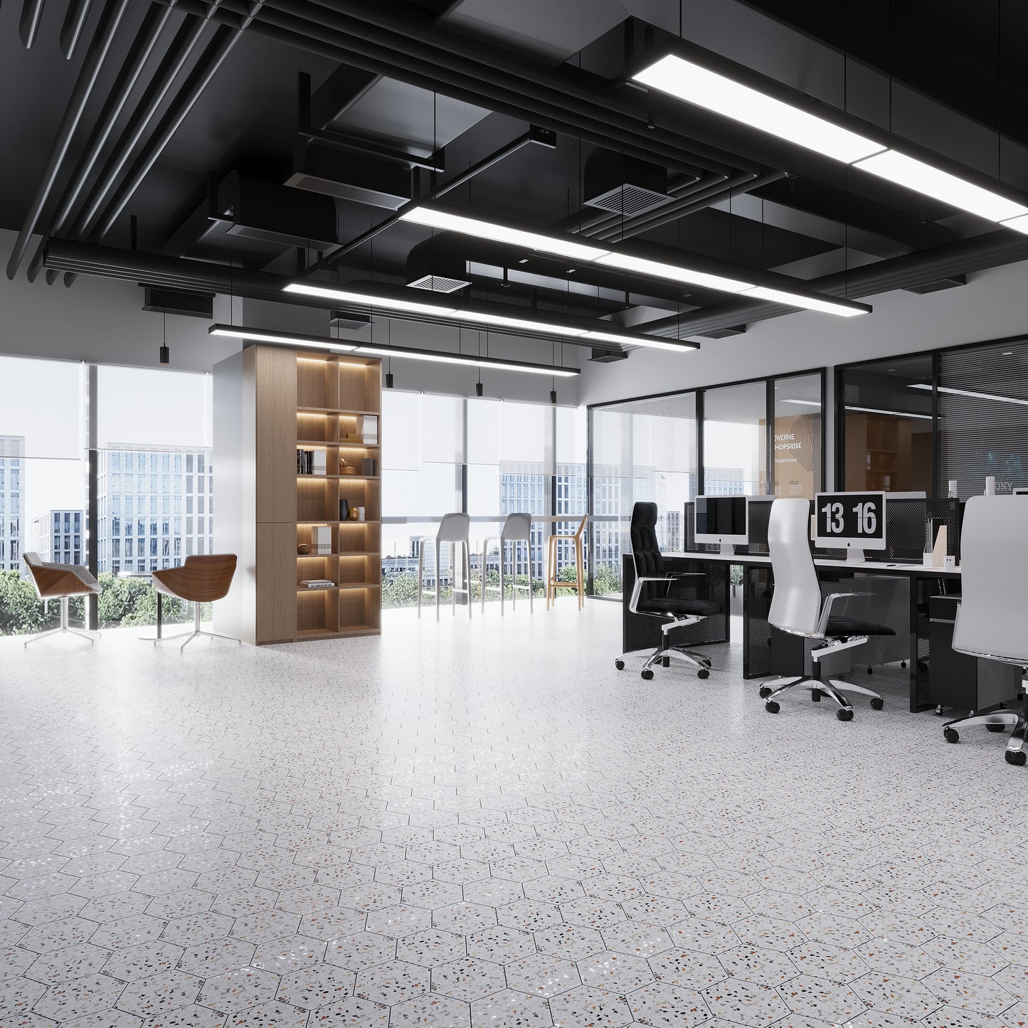 White, Multicolor 8 x 9 Matte Porcelain Hexagon Tile