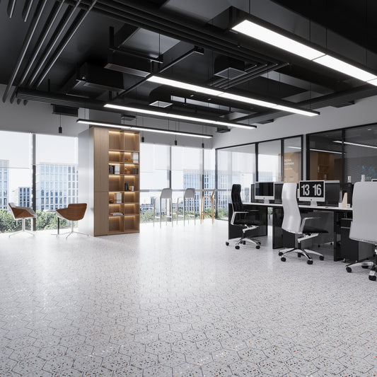 White, Multicolor 8 x 9 Matte Porcelain Hexagon Tile - Sample