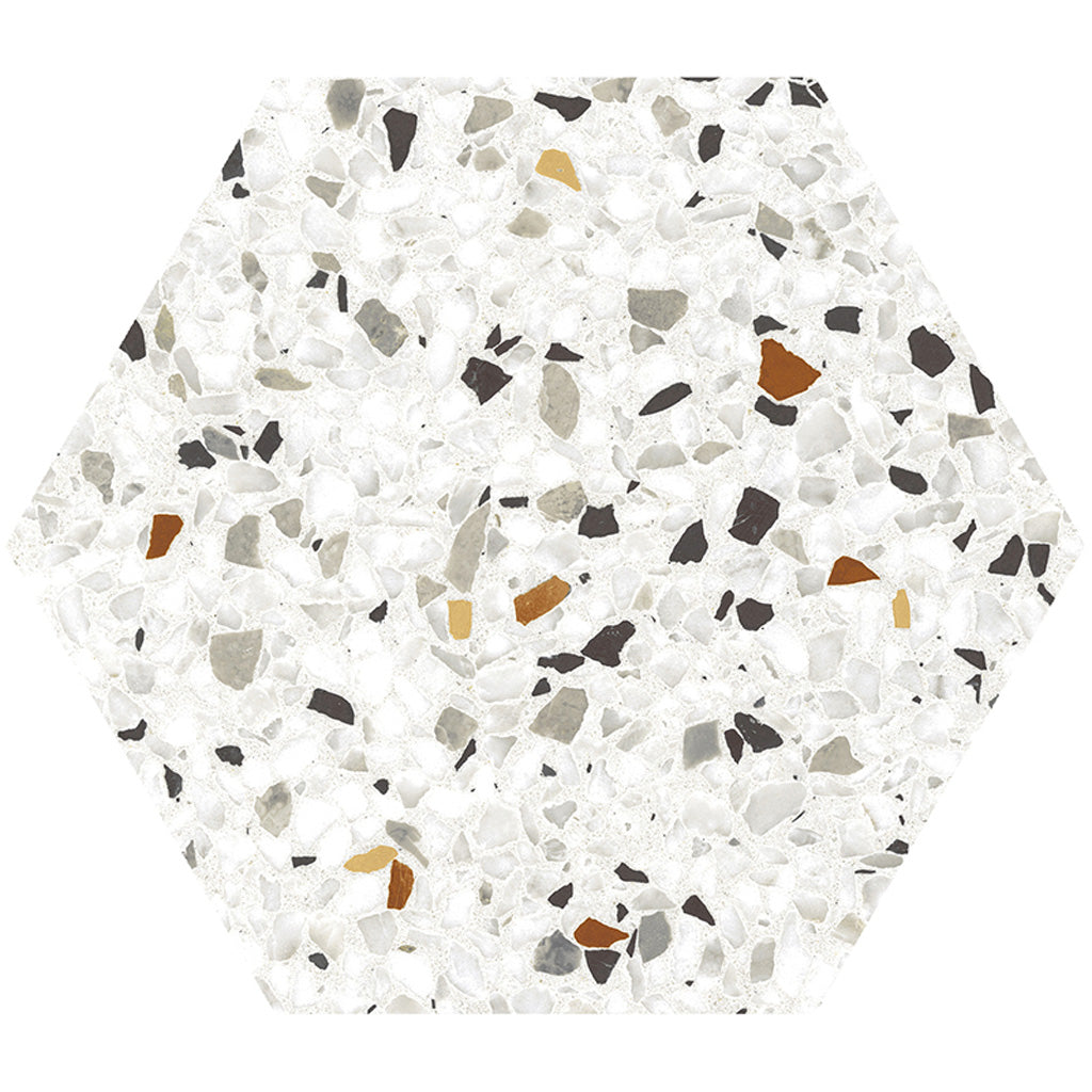 White, Multicolor 8 x 9 Matte Porcelain Hexagon Tile