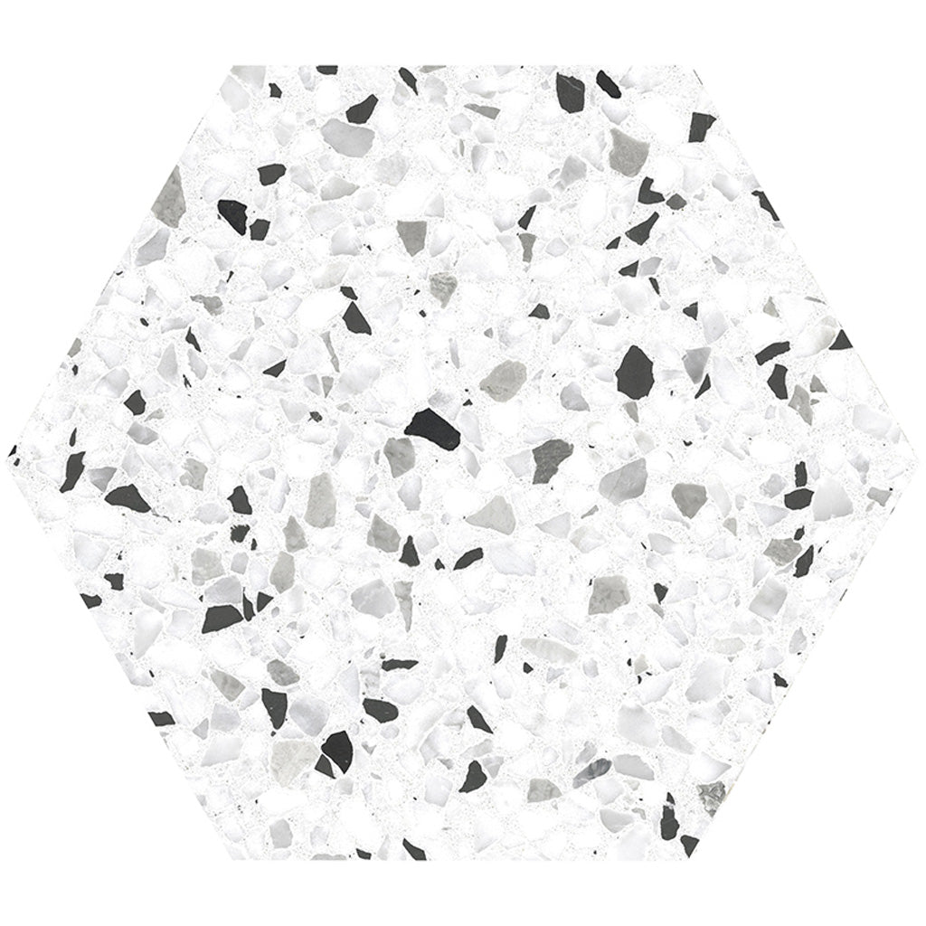 White and Black 8 x 9 Matte Porcelain Hexagon Tile