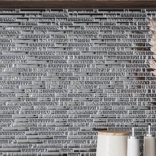 Silver 12 x 12 Glossy, Matte Glass Mosaic Tile