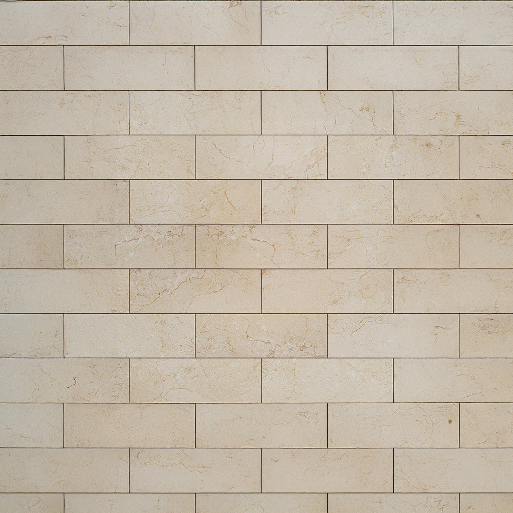 Beige 4 x 12 Honed Crema Marfil Marble Subway Tile
