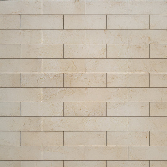 Beige 4 x 12 Honed Crema Marfil Marble Subway Tile