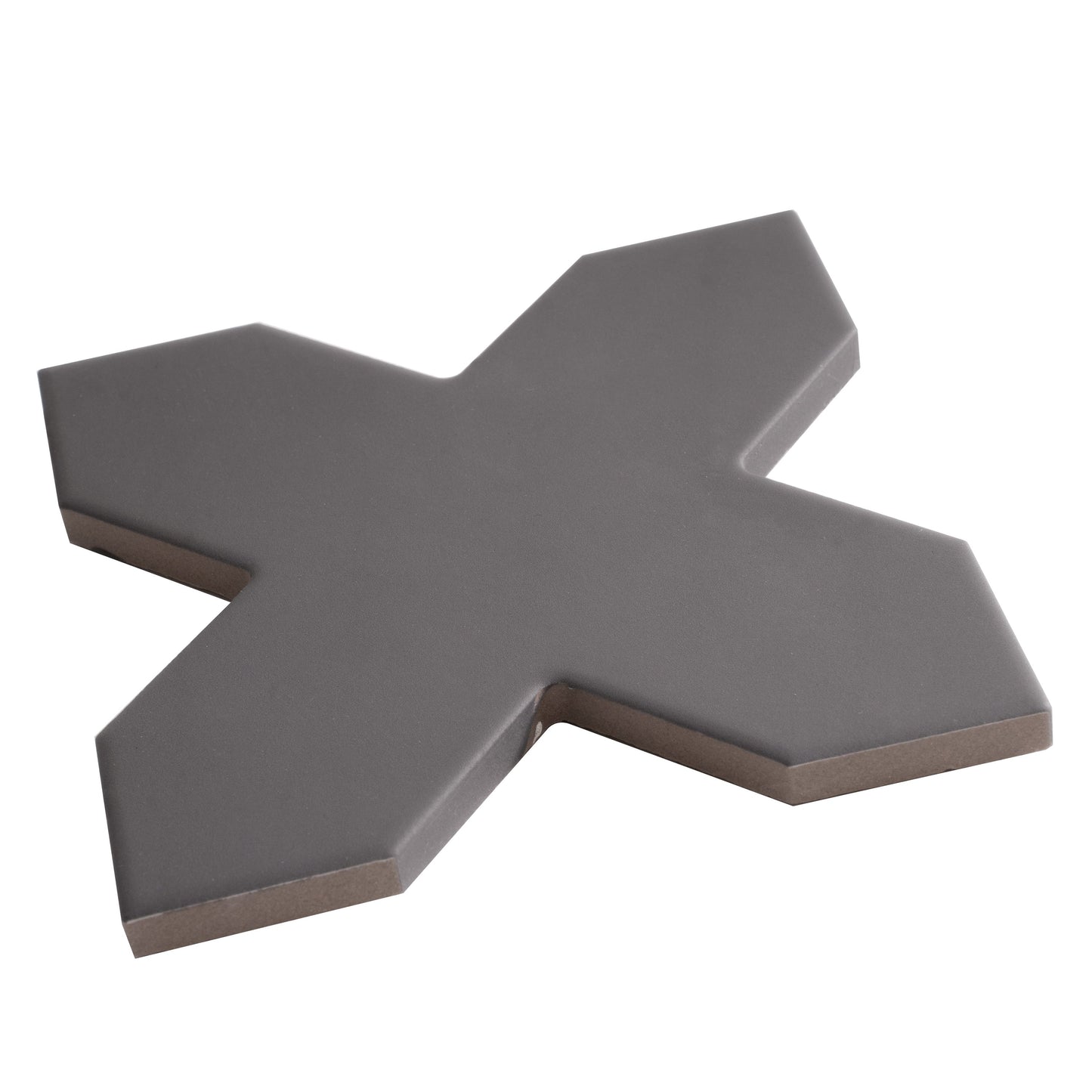 Terracota 7" and  Graphite Black 5" Matte Porcelain Star and Cross Tile - Sample