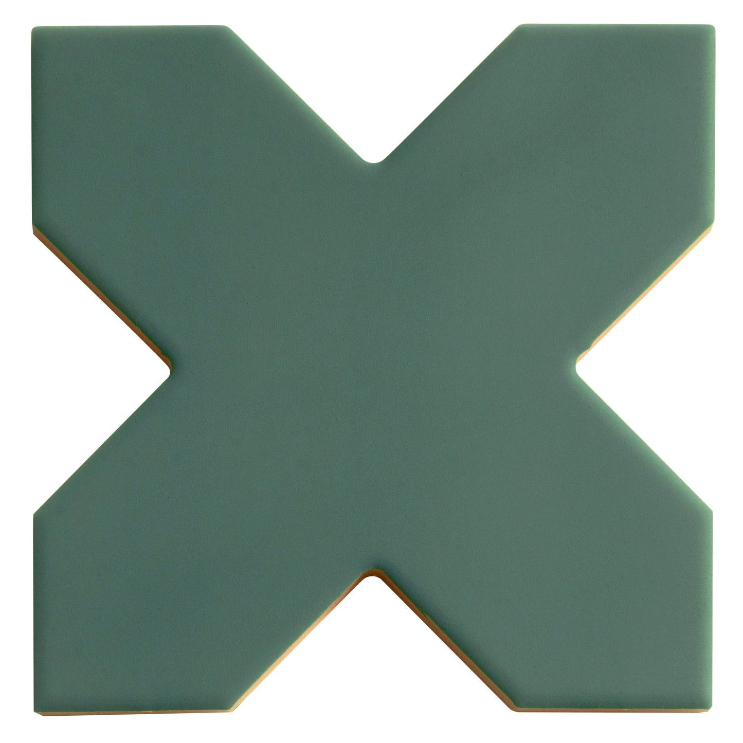 Pure White 7" and  Sage Green 5" Matte Porcelain Star and Cross Tile - Sample