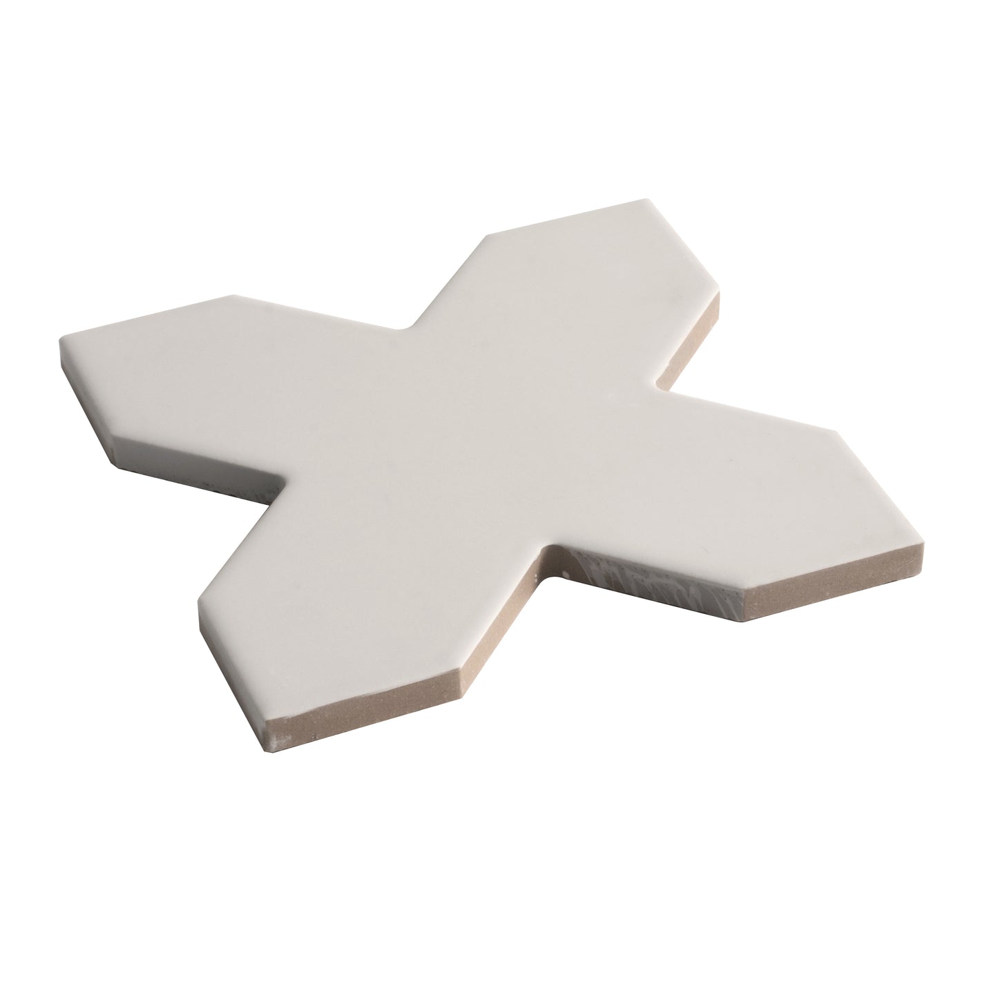 Light Gray 7" and  5" Matte Porcelain Star and Cross Tile