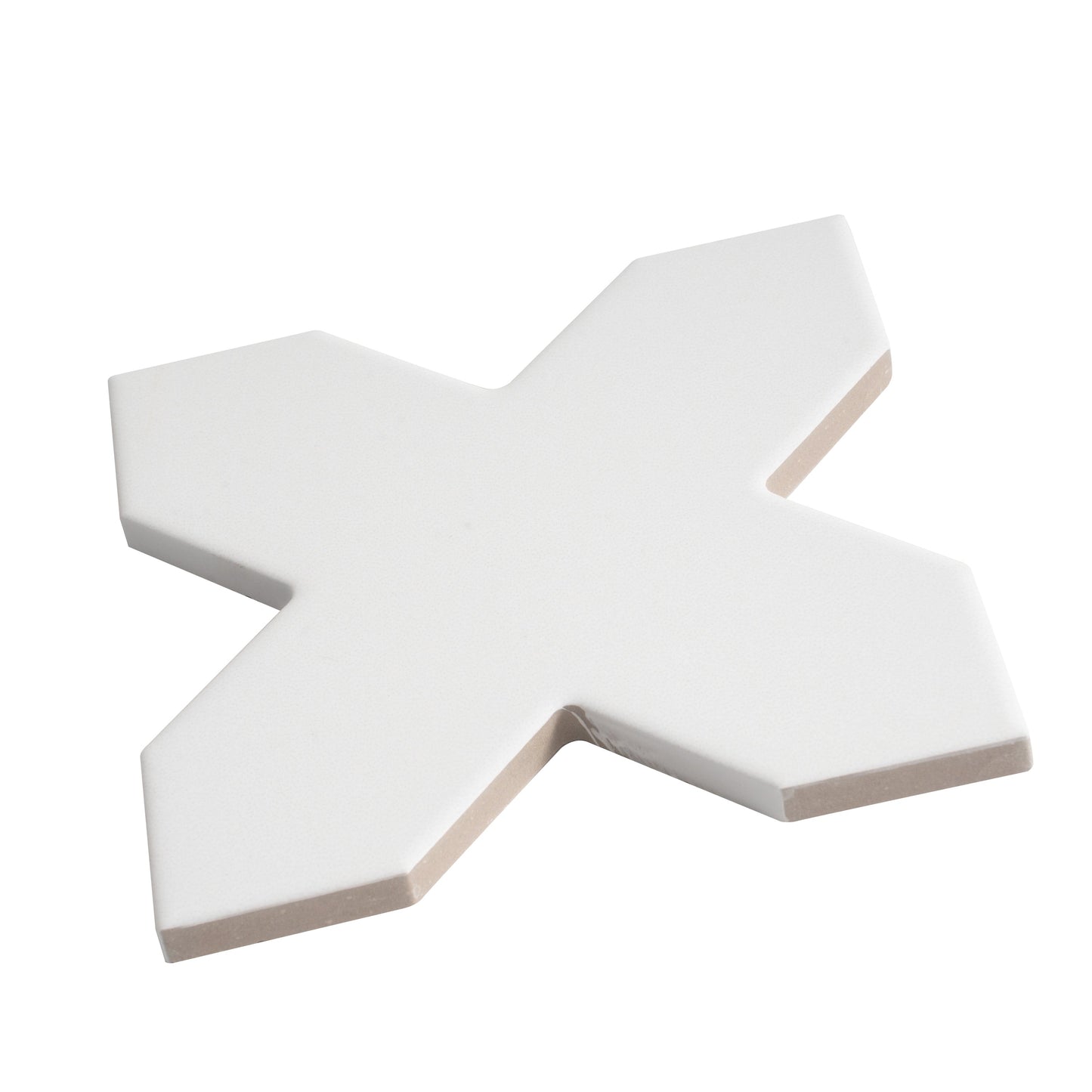 Ecru Taupe 7" and  Pure White 5" Matte Porcelain Star and Cross Tile - Sample