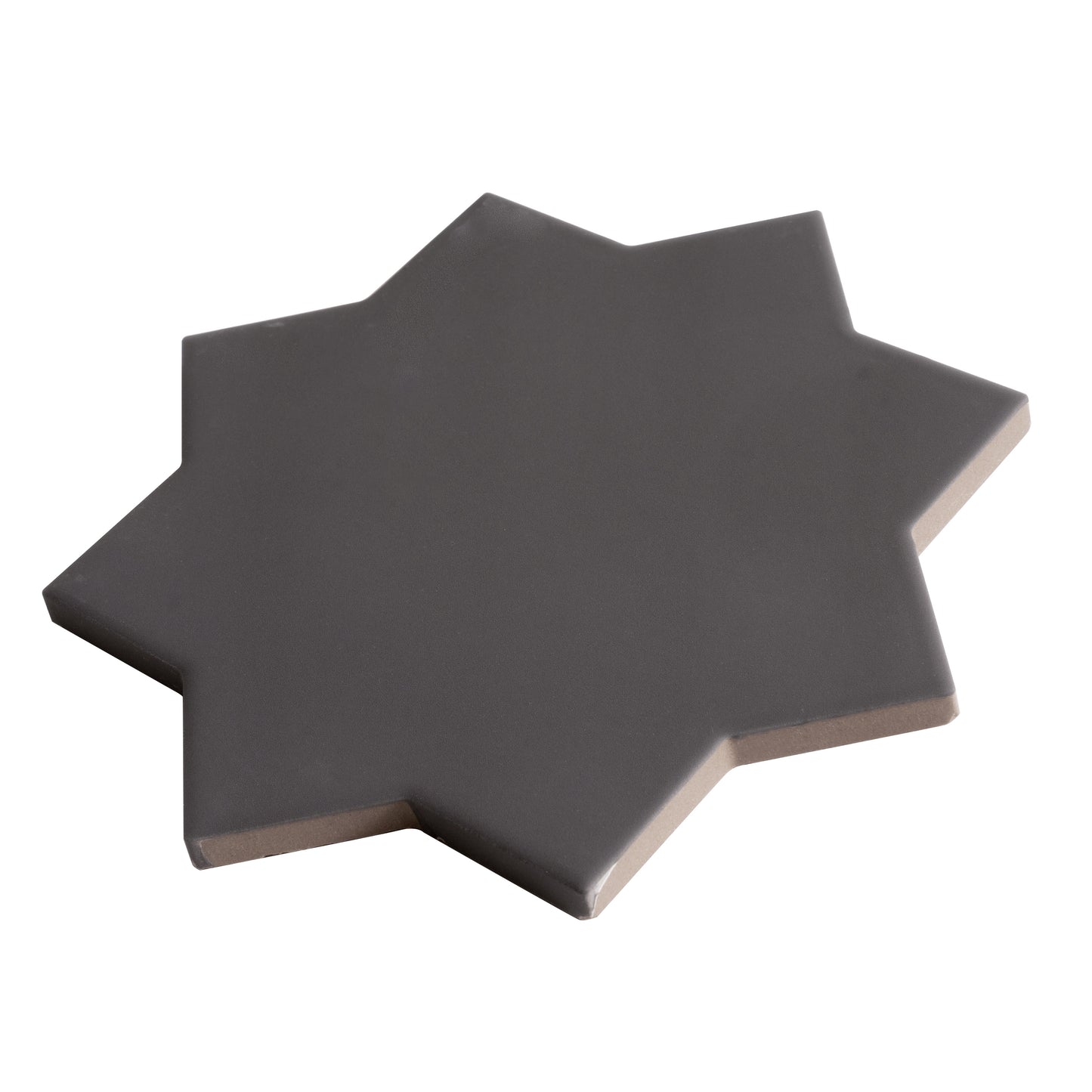 Graphite Black 7" and Terracotta 5" Matte Porcelain Star and Cross Tile