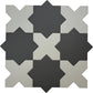 Graphite Black 7" and  Light Gray  5" Matte Porcelain Star and Cross Tile - Sample