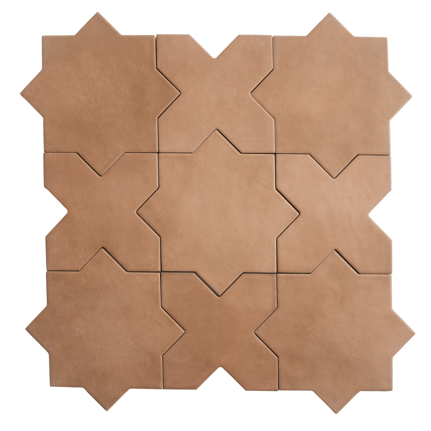 Terracota 7" and 5" Matte Porcelain Star and Cross Tile