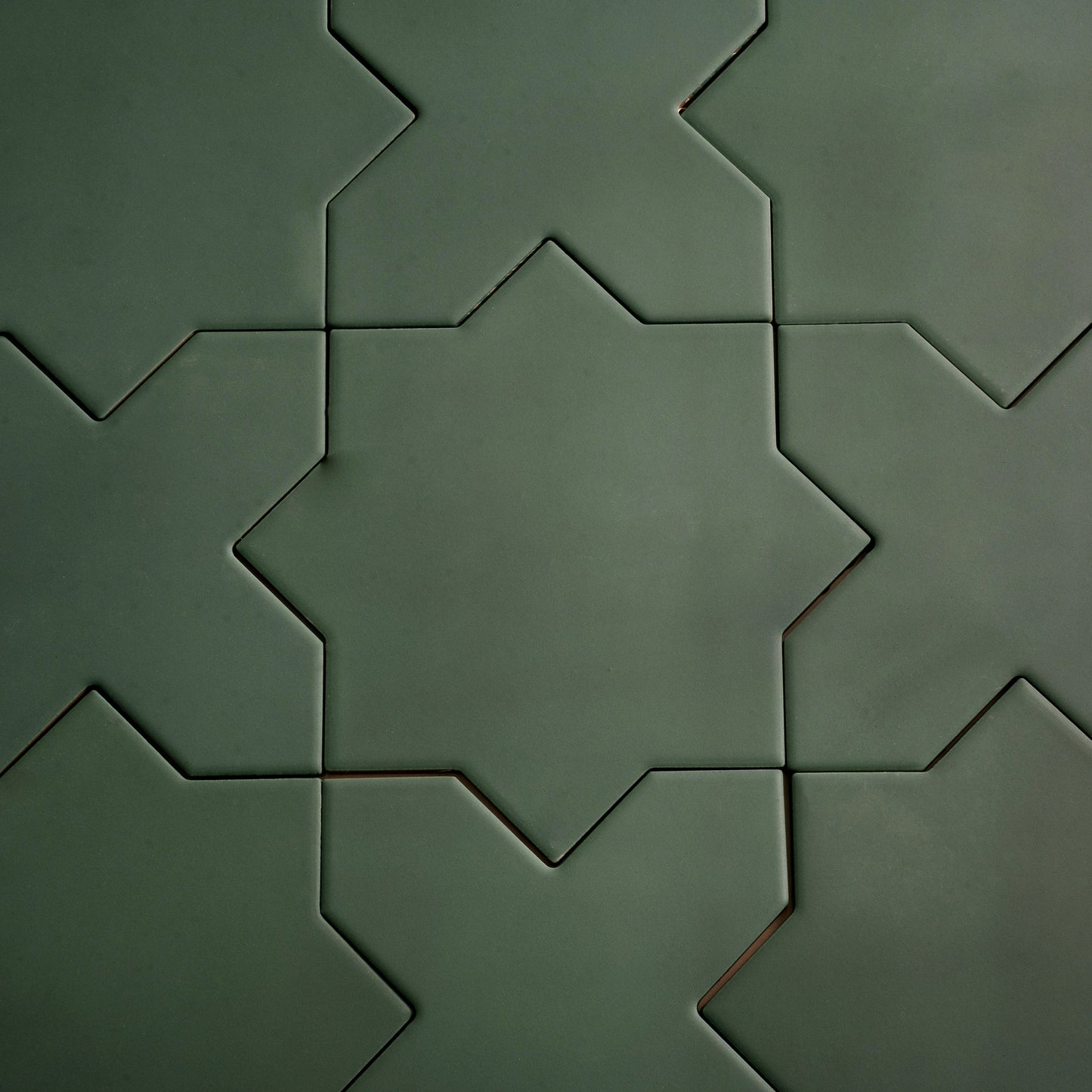 Sage Green 7" and 5" Matte Porcelain Star and Cross Tile - Sample