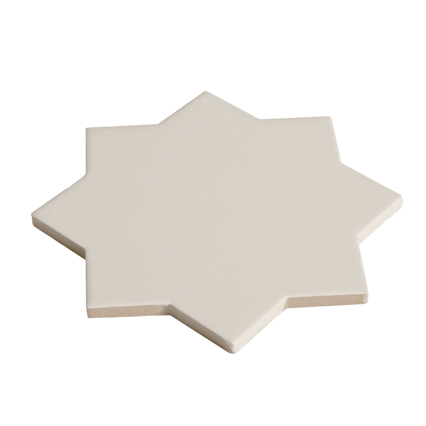 Light Gray 7" and  Pure White 5" Matte Porcelain Star and Cross Tile - Sample