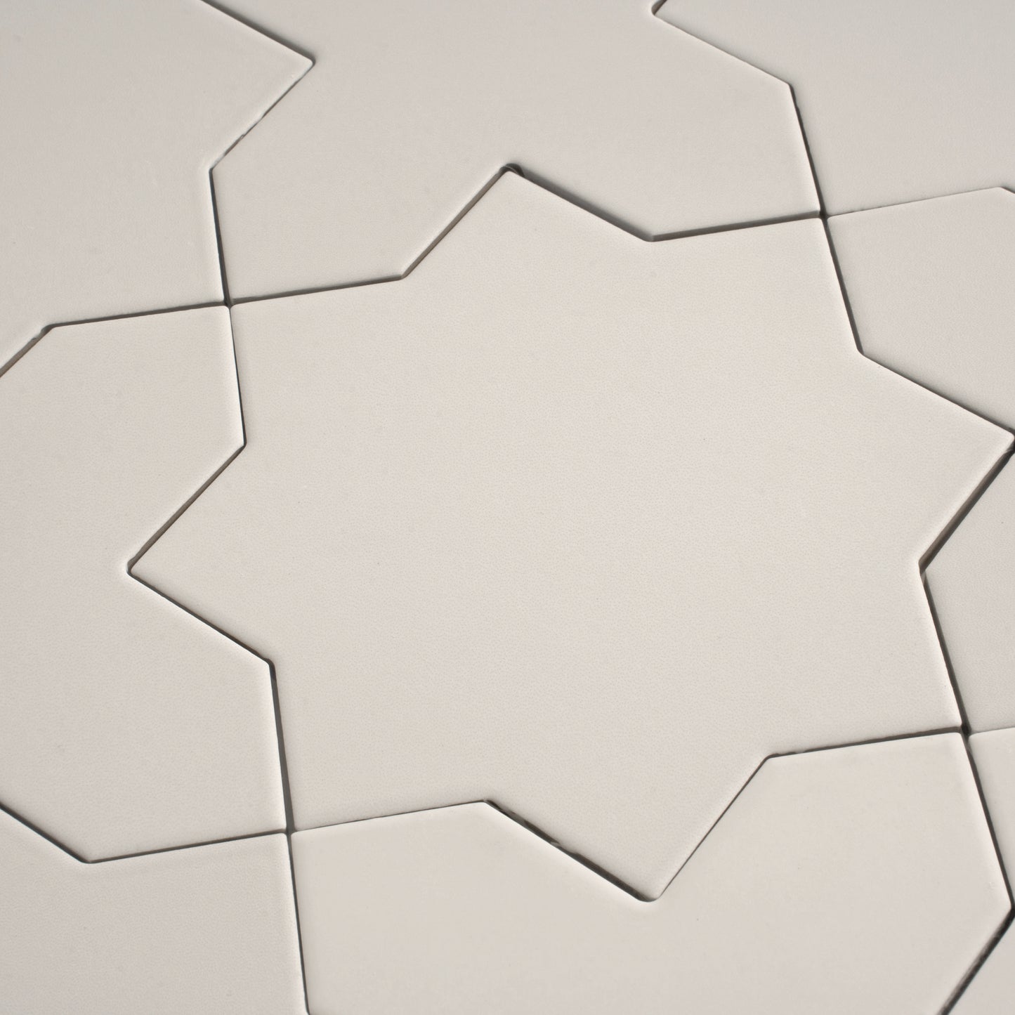 Light Gray 7" and  5" Matte Porcelain Star and Cross Tile