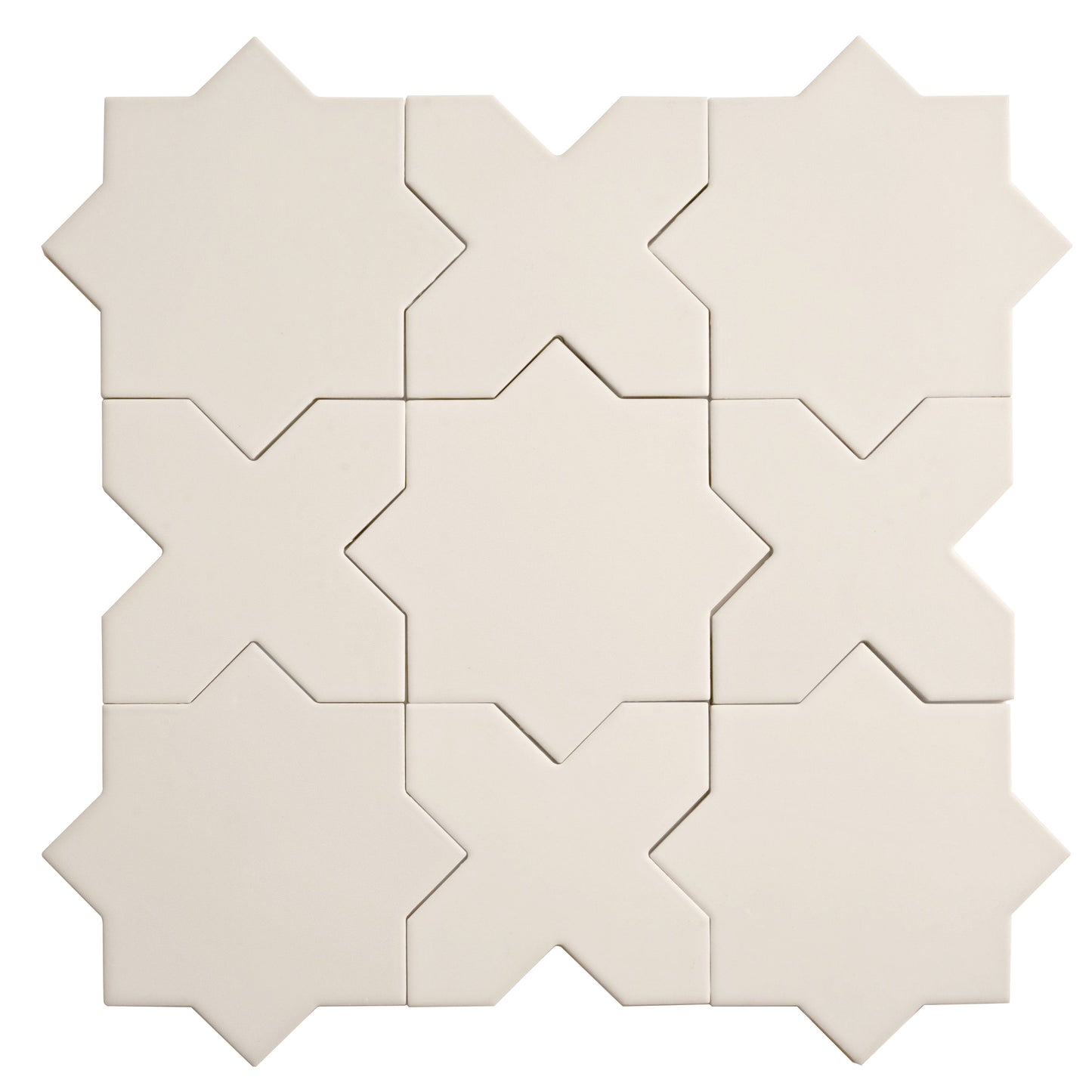 Light Gray 7" and  5" Matte Porcelain Star and Cross Tile - Sample