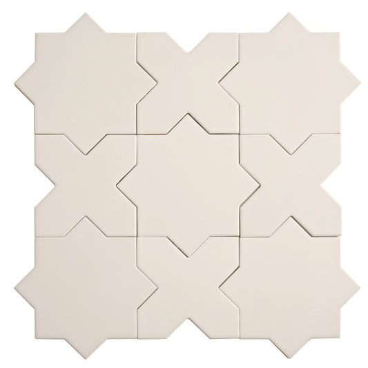 Light Gray 7" and  5" Matte Porcelain Star and Cross Tile