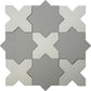 Light Gray 7" and  Pure White 5" Matte Porcelain Star and Cross Tile - Sample