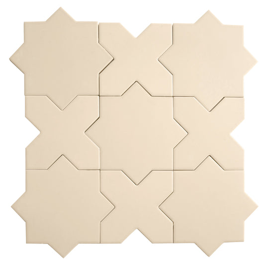 Ecru Taupe 7" and  5" Matte Porcelain Star and Cross Tile - Sample