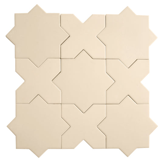 Ecru Taupe 7" and  5" Matte Porcelain Star and Cross Tile