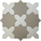 Ecru Taupe 7" and  Pure White 5" Matte Porcelain Star and Cross Tile - Sample