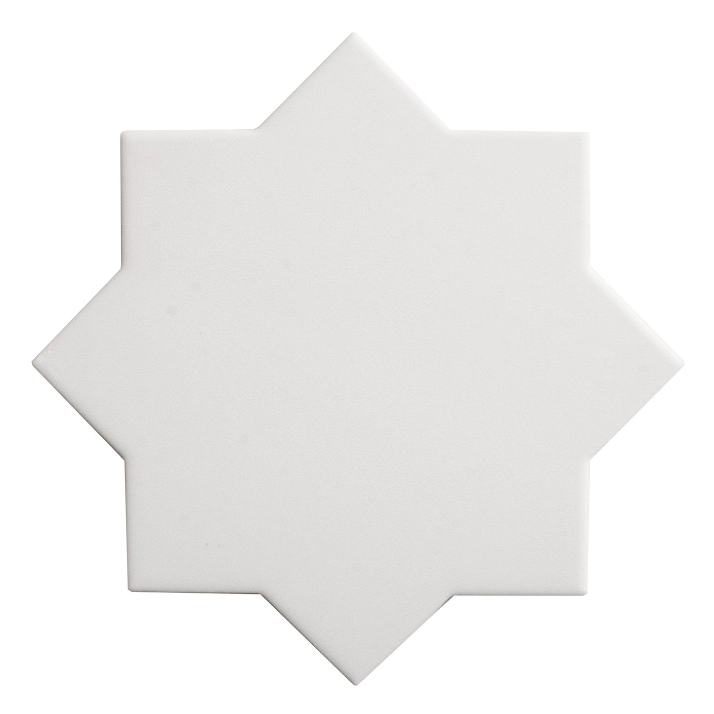Pure White 7" and 5" Matte Porcelain Star and Cross Tile - Sample