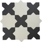 Pure White 7" and  Graphite Black 5" Matte Porcelain Star and Cross Tile - Sample