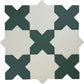 Pure White 7" and  Sage Green 5" Matte Porcelain Star and Cross Tile - Sample