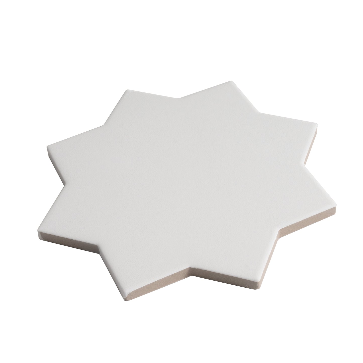 Pure White 7" and 5" Matte Porcelain Star and Cross Tile