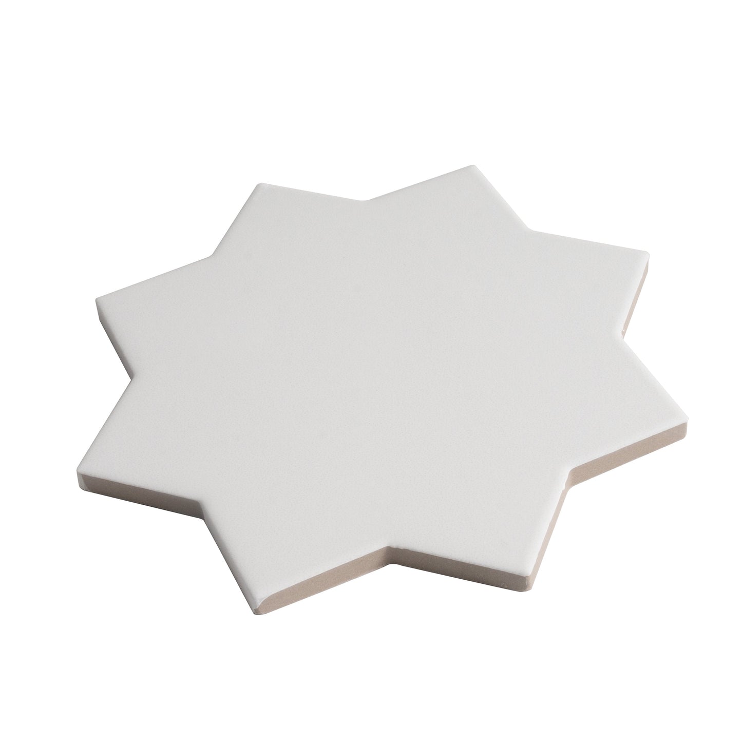 Pure White 7" and  Terracota 5" Matte Porcelain Star and Cross Tile - Sample