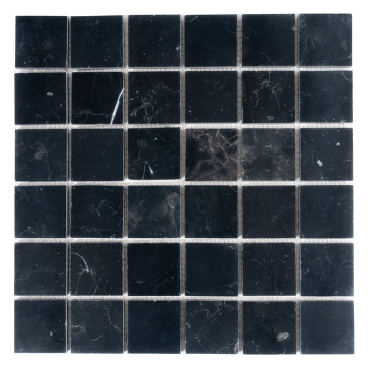 Black 12 x 12 Polished Nero Marquina Mosaic Tile - Sample
