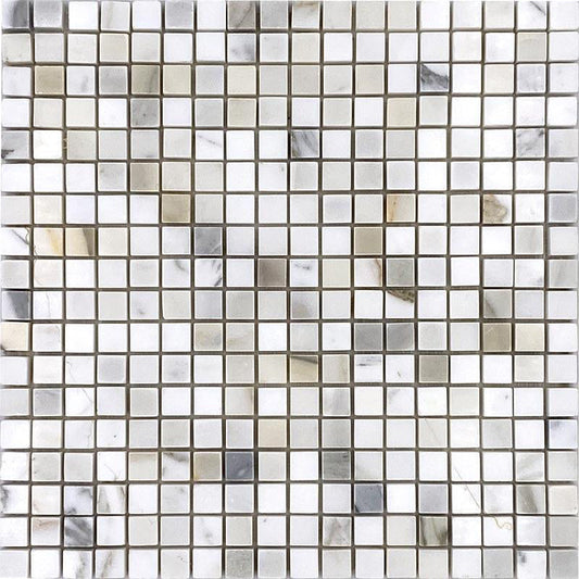 White 12 x 12 Matte Calacatta Mosaic Tile - Sample