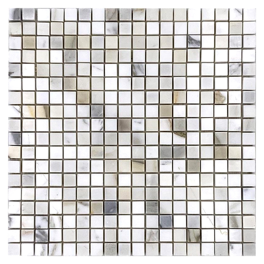 White 12 x 12 Matte Calacatta Mosaic Tile