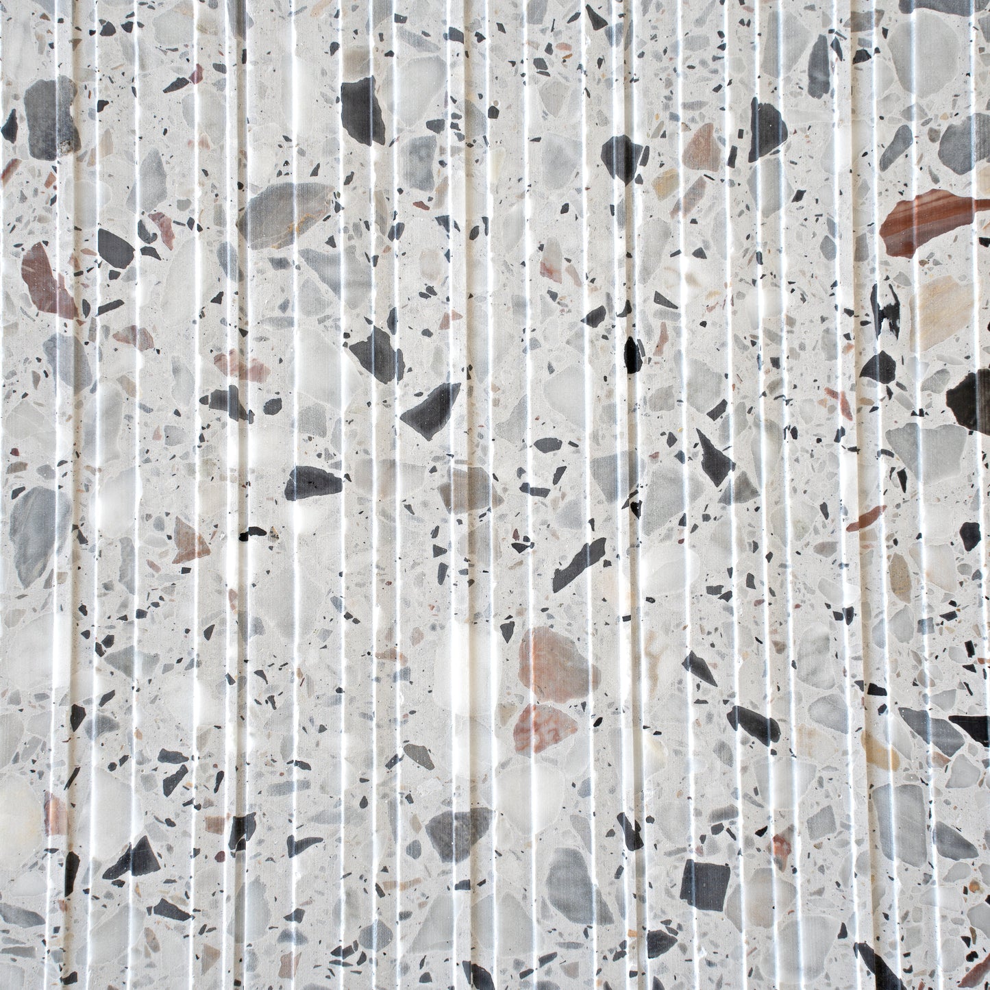 White 12x24 Fluted Terrazzo Large Tile - Sample