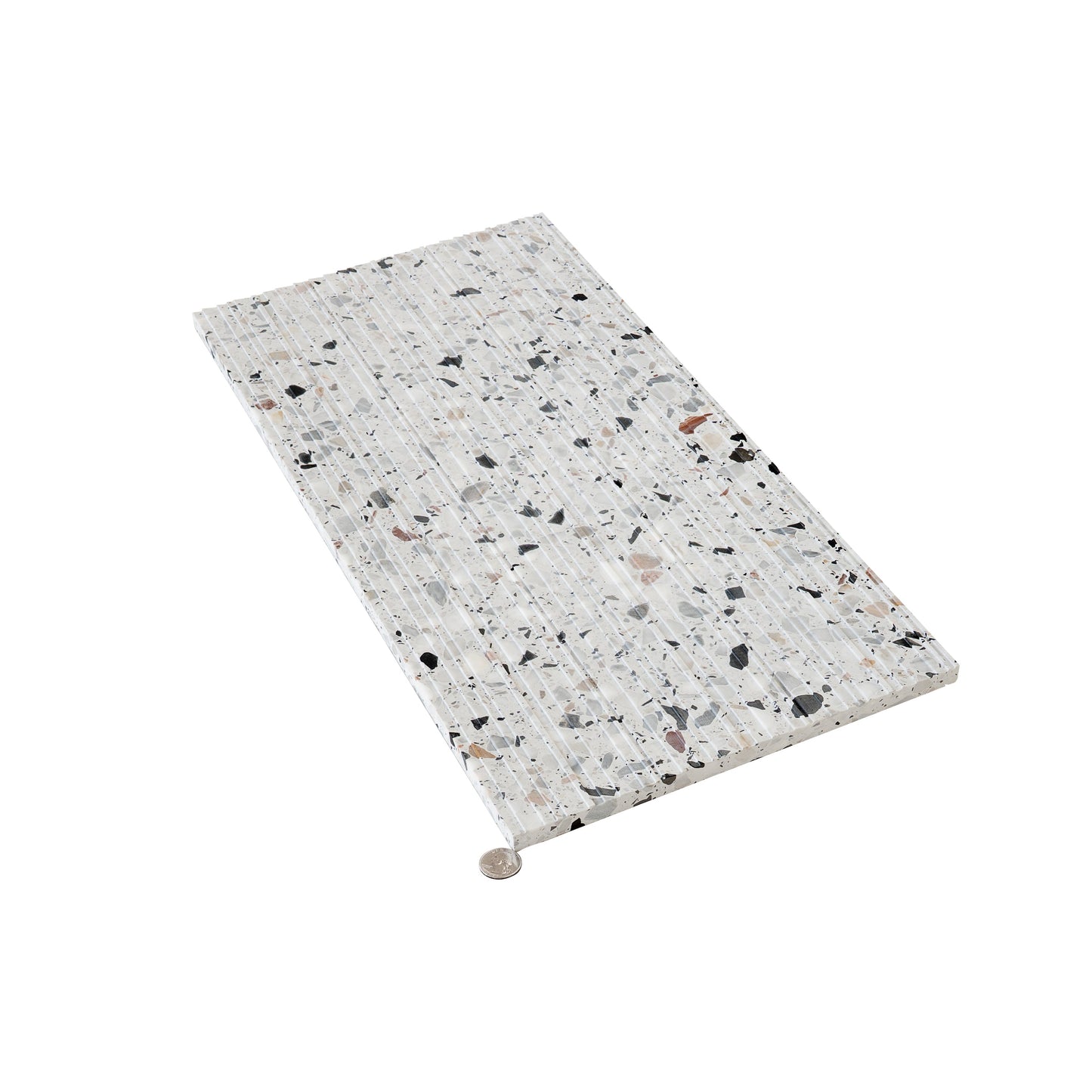 White 12x24 Fluted Terrazzo Large Tile - Sample