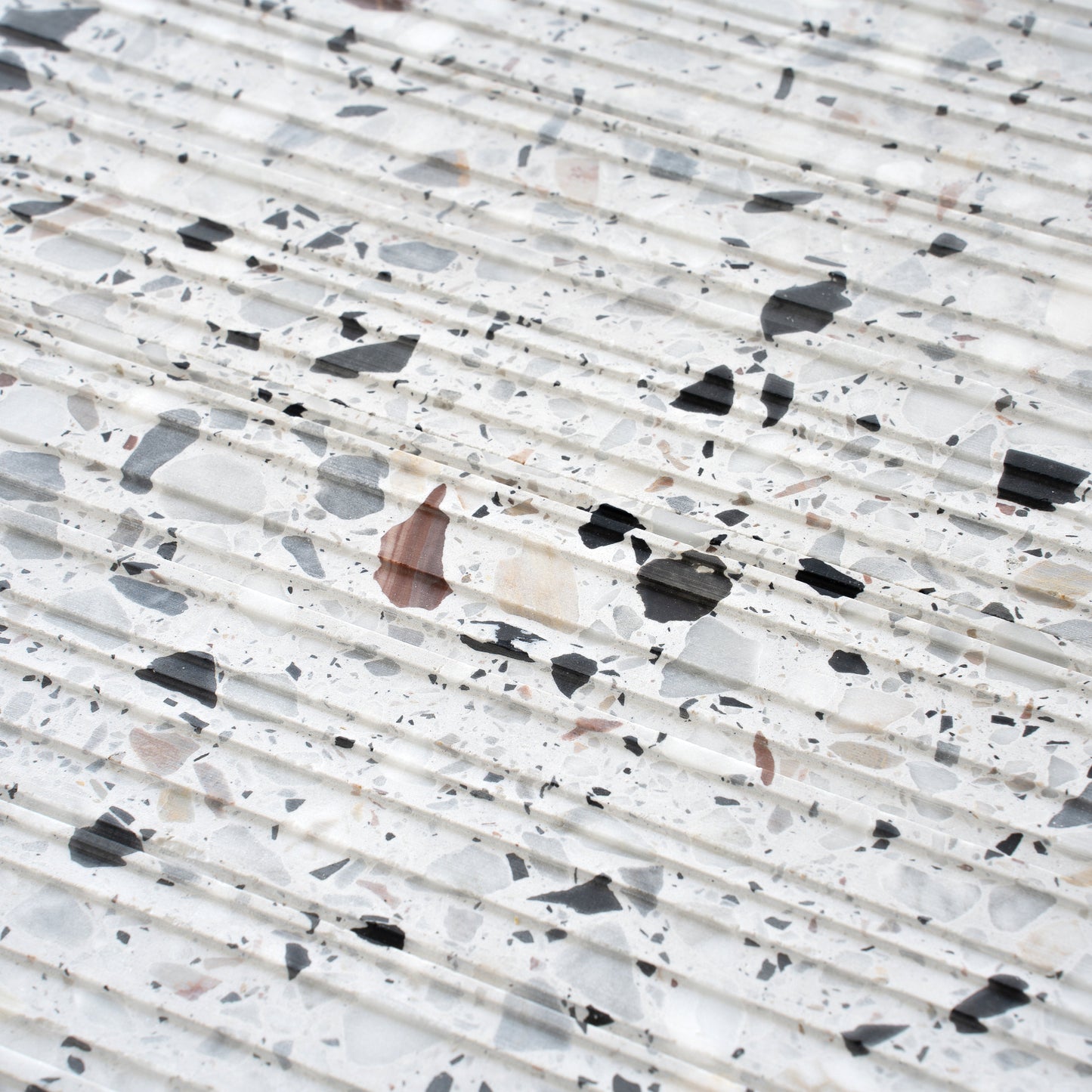 White 12x24 Fluted Terrazzo Large Tile