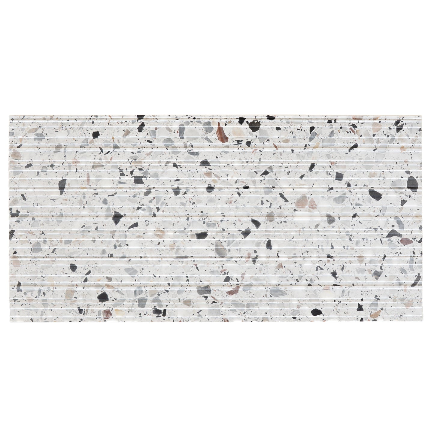 White 12x24 Fluted Terrazzo Large Tile - Sample