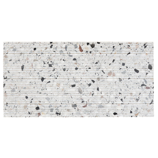 White 12x24 Fluted Terrazzo Large Tile - Sample