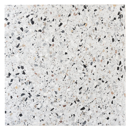 White 24x24 Honed Terrazzo Large Tile - Sample