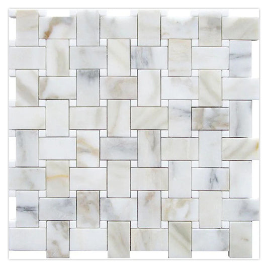 White Gray 12 x 12 Polished Marble Mosaic Tile - Sample
