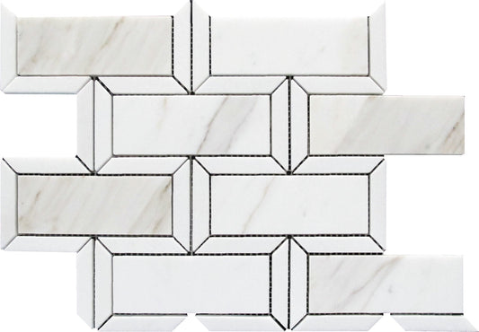 White Gray 10x12 Polished Calacatta Gold, Thassos Mosaic Tile