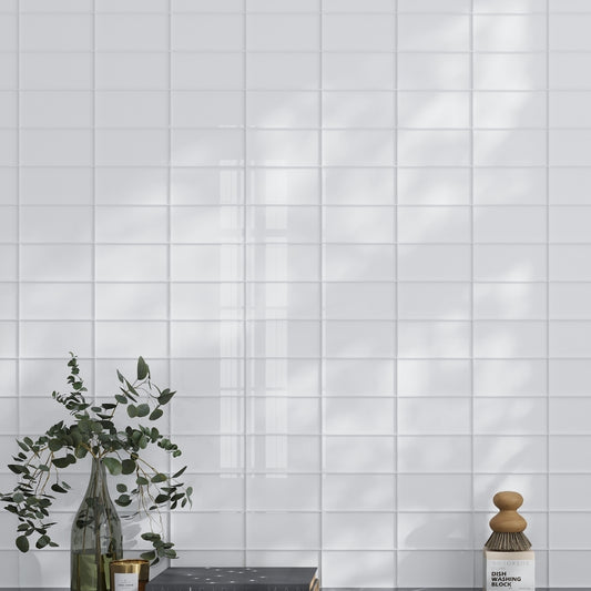 White 3 x 6 Glossy Glass Subway Tile