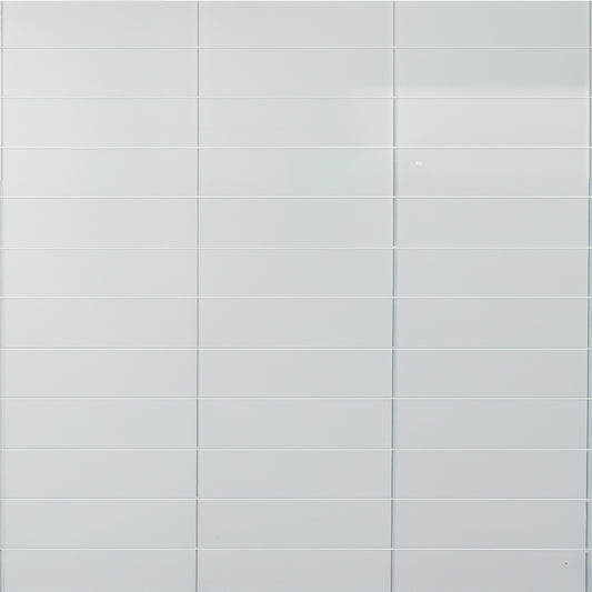 White 4 x 16 Glossy Glass Subway Tile