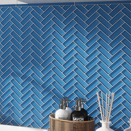 Cerulean Blue 11 x 13 Glossy Glass Mosaic Tile