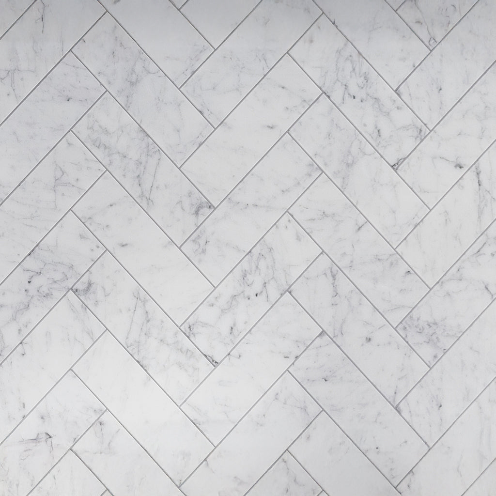 White 4 x 12 Honed Bianco Carrara Marble Subway Tile
