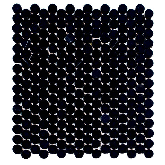 Jet Black 11 x 12 Tumbled Marble Mosaic Tile - Sample