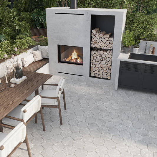 Light Gray 8 x 9 Matte Porcelain Hexagon Tile - Sample